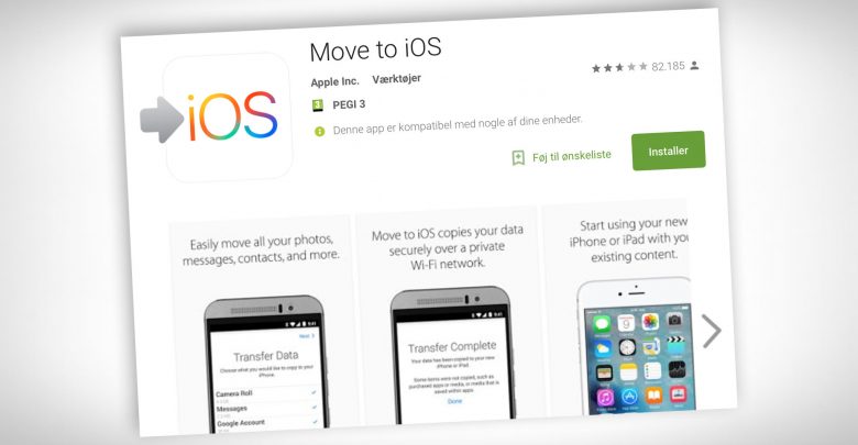 Move to iOS app på Android