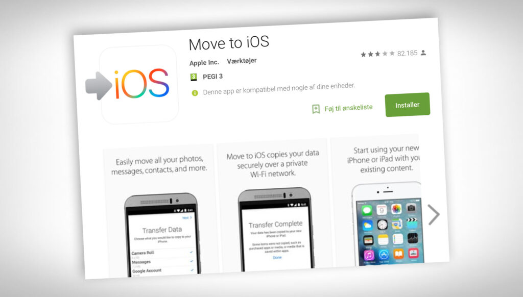 Move to iOS app på Android