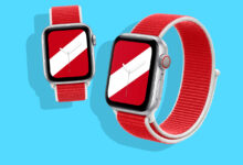 Apple Watch klædt i rødt og hvidt 4 Apple Watch