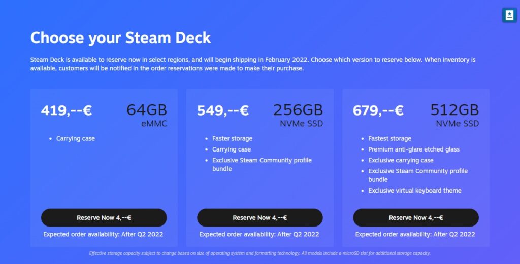 Valve Steam Deck lanceres den 25. februar 2 Valve Steam Deck reservation