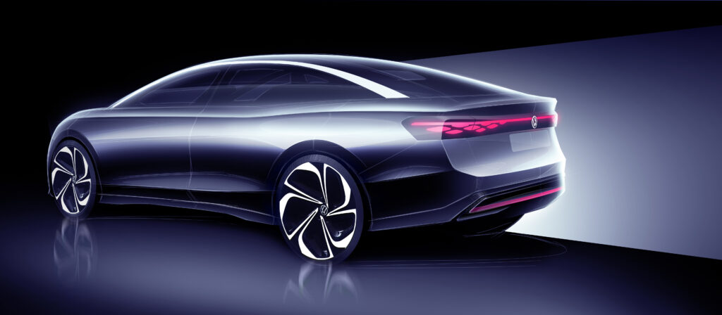 Smugkig på Volkswagens el-sedan: ID. AERO 2 ID.AERO Sketch Rear no sign