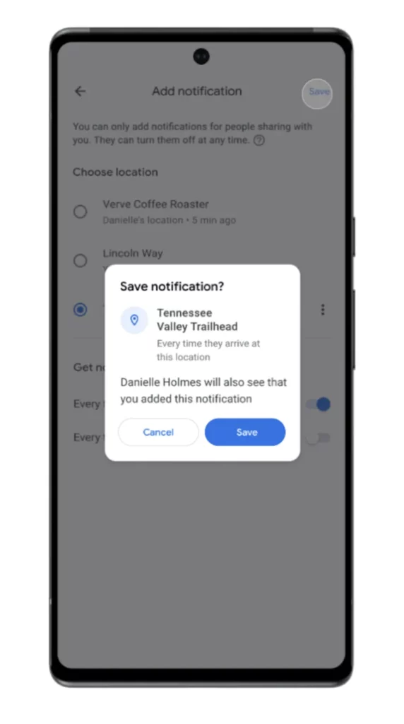 Lokationsdeling i Google Maps med nye funktioner 4 Google Maps location sharing notifications 3