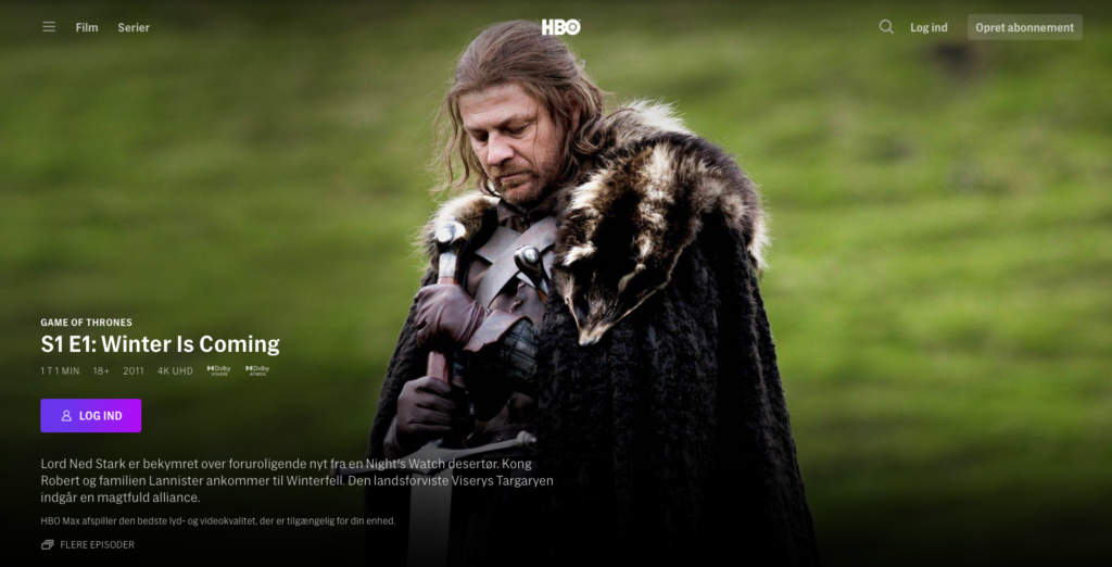 Nu på HBO Max: Game of Thrones i 4K og Dolby Atmos 2 Game of Thrones Dolby VisionDolby Atmos