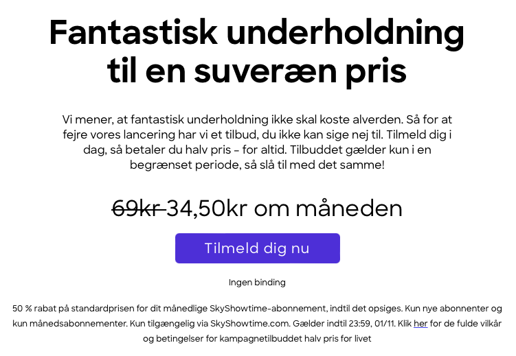 SkyShowtime tilbud