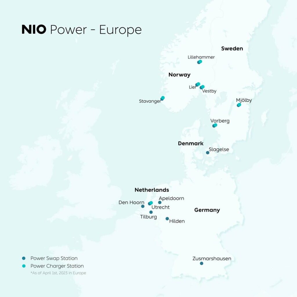 Nio lokker med gratis batteriskifte 3 nio swap stations