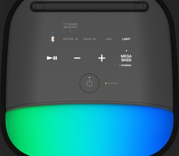 SRS-XV800 er en ny kraftfuld festhøjttaler fra Sony 5 thumbnails large AssetHierarchy ConsumerAssets Speakers WirelessSpeakers SRS XV800 eCommProductImages 8 SRS XV800 top panel.png