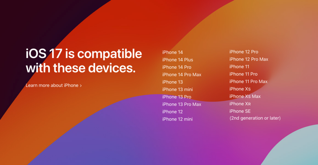 Ingen iOS 17 på iPhone X og iPhone 8 2 Skaermbillede 2023 06 06 kl. 12.52.24