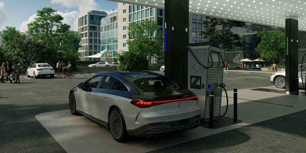 Første Mercedes-lynladestationer tændes til oktober 2 lynladestationer