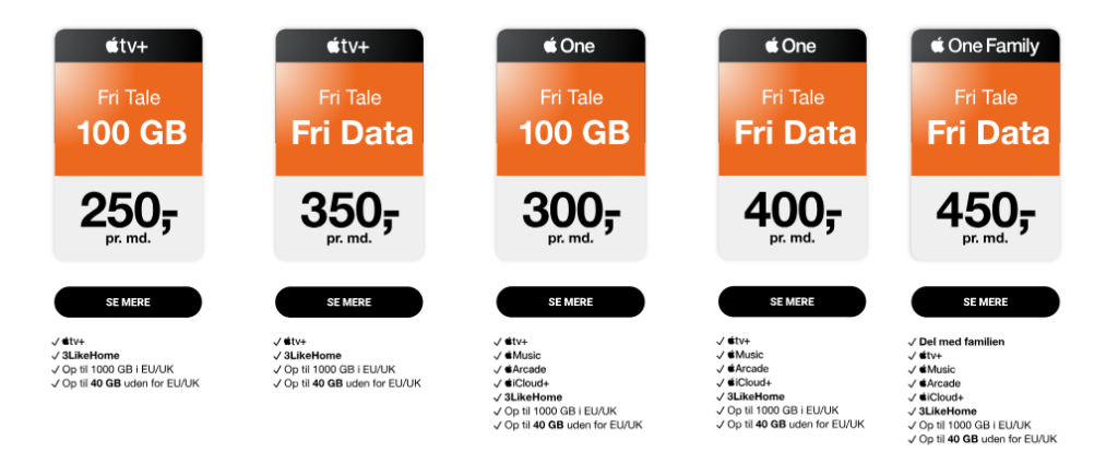 Få Apple TV+ og Apple One med hos teleselskabet 3 2 3 abonnementer