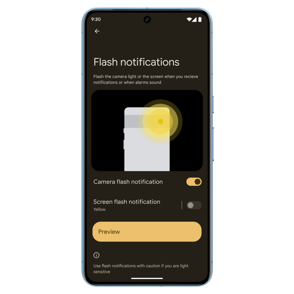 Her er nyhederne i Android 14 3 Android 14 Image 10 Flash Notifications