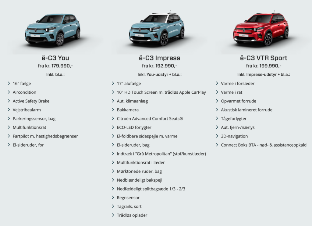 Priser på Citroën ë-C3 – Danmarks billigste elbil 2 Citroën ë-C3