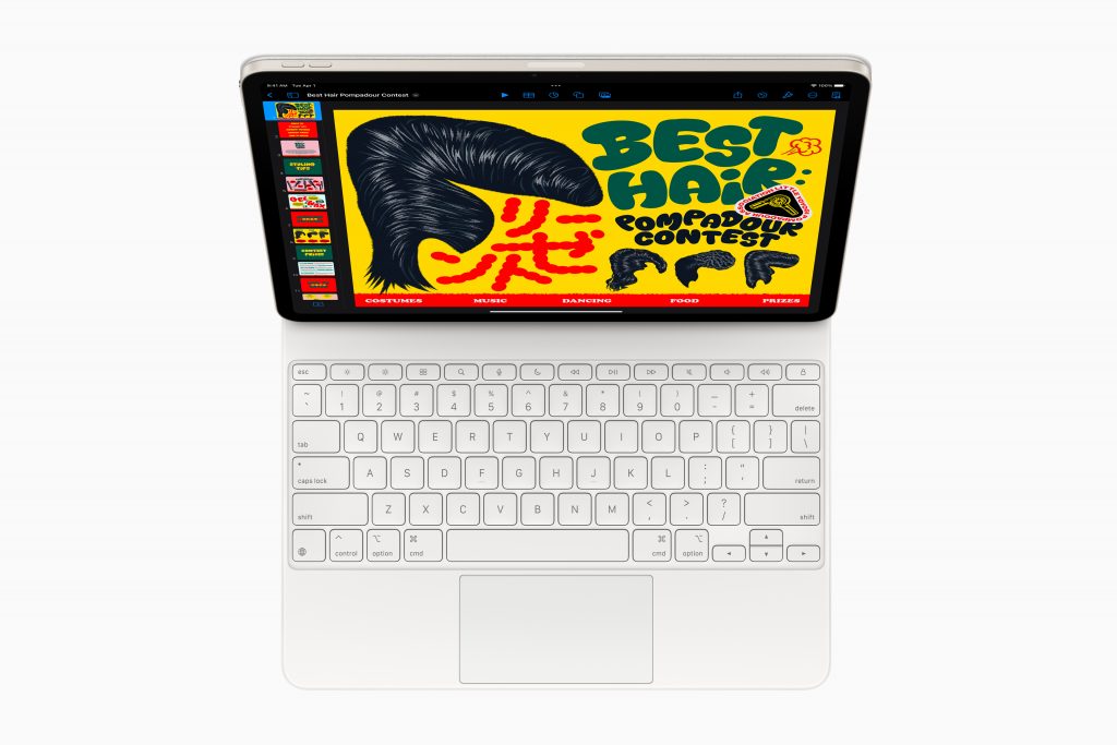 Apple klar med iPad Air M3 og ny prisvenlig iPad 2 Apple iPad Air and Magic Keyboard top view 250304