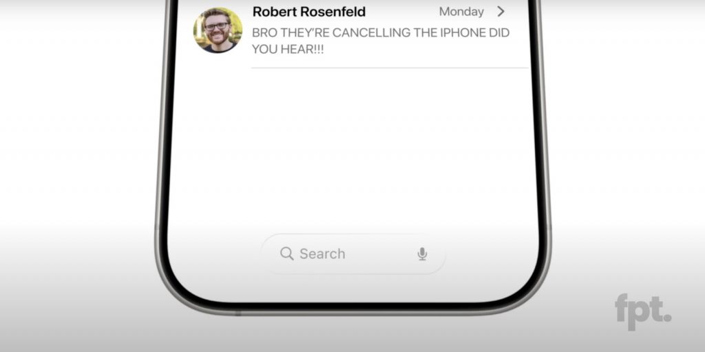 Er dette det kommende redesignede iOS19? 3 Alleged iOS 19 Messages Search Front Page Tech
