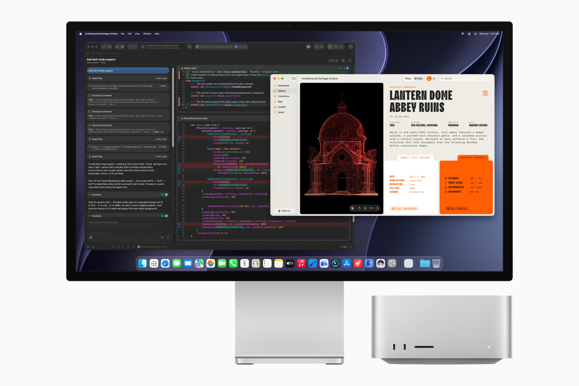 Mac Studio M5 Max og M5 Ultra: Op til 512 GB hukommelse 2 Mac Studio med Xcode på skærmen
