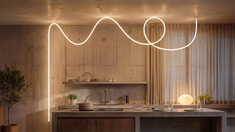 Philips Hue Liane 360 rope light i et køkken
