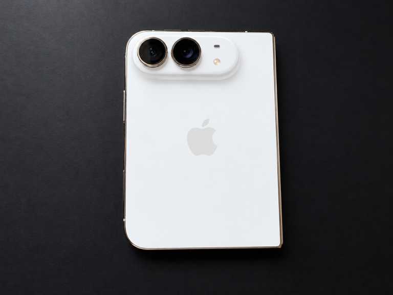 Den lyse bagside på iPhone Duo med to kameralinser i det aflange kamerafelt.